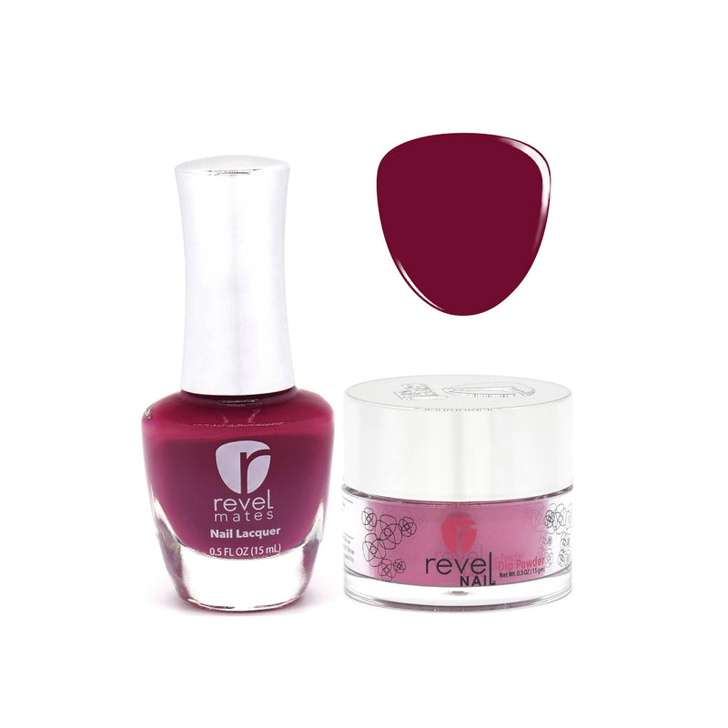 Revel Nail Dip Powder Revel Mates Lacquer Lacquer Polish + Dip Set | D338 Cabernet