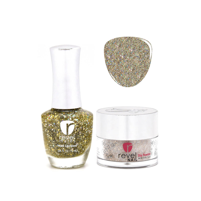 Revel Nail Dip Powder Revel Mates Lacquer Lacquer Polish + Dip Set | D375 Glitz